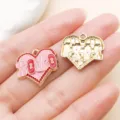 Heart puzzle enamel alloy pendant charm DIY jewelry accessory red pink valentine style - XOXO Heart (27279)