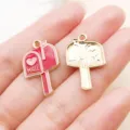 Enamel Mailbox Heart Alloy Pendant DIY Jewelry Accessories Valentine Day Gift Charm - Heart Mailbox (27283)