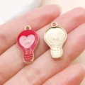 Red heart lightbulb alloy enamel charm DIY jewelry pendant variant accessory component - Heart Light Bulb (27291)