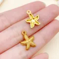 Gouden Roestvrij Stalen Zeester Hangers Voor DIY Maritieme Sieraden En Accessoires - 10x13x3mm (1 Stuk)