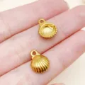 Gouden roestvrijstalen schelp bedels voor DIY sieraden maken, oceaan thema hanger. - 9x12x3mm (1 Stuk)