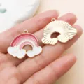 Enamel rainbow heart alloy pendant DIY jewelry accessories variant style for handmade crafts - Heart Rainbow (27295)