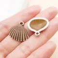 Acrylic brown white seashell pendant DIY jewelry making accessories for cute handmade earrings. - Brown Ocean Shell (27386)