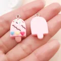 Roze hars ijsjes hanger DIY schattige armband sieraden accessoires voor handgemaakte knutselwerkjes - Hart Ijsje Lolly (24302)