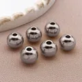 Perles d'espacement massives en acier inoxydable, rondes couleur acier pour bijoux. - Perle Solide (T2176)