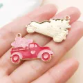 Red truck heart enamel alloy pendant charm DIY jewelry accessories for Valentine's Day crafting. - Heart Car (27299)