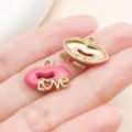 Enamel lip love alloy DIY pendant charm for necklace bracelet jewelry making accessories - Love Lips (27274)