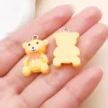 Pendentifs ours en résine 3D jaunes accessoires de bijoux faits à la main DIY - Ours Nœud Papillon en Résine Jaune (24543)