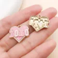 DIY heart shape enamel alloy pendant charm with XOXO letter design for jewelry making - XOXO Hearts (27278)