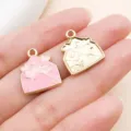 Enamel Heart Envelope Pendant Alloy DIY Jewelry Accessories Gold Pink Charm Gift - Heart Envelopes (27280)