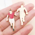 Metal enamel running athlete sports charm pendant DIY bracelet necklace jewelry accessories - Enamel Soccer Player Style (16735) / 1 Piece (18x38mm)