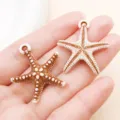 Acrylic starfish pendants white brown DIY handmade jewelry making earrings charms accessories - Brown Ocean Starfish (27393)