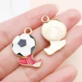 Football soccer boot alloy enamel pendant charm for DIY bracelet earrings jewelry making. - Enamel Soccer Style (16736) / 1 Piece (21x25mm)