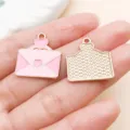 Pink enamel envelope heart charm pendant DIY jewelry making accessory for bracelet necklace. - Heart Envelope (21120)