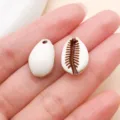 Acryl weiss braune Kaurischnecke Perle mit grossem Loch fuer DIY Schmuck Zubehoer - Hängendes Loch Schnecke (27365)