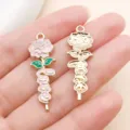 Pink Enamel Rose Flower Love Alloy Pendant DIY Jewelry Craft Accessories Gold Style Variant - Love Roses (27284)