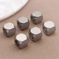 Perline Distanziatrici Quadrate In Acciaio Inossidabile Canna Di Fucile DIY Bracciale Gioielli - 6mm (Apertura 4mm) / Argento