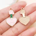 Pink rose love heart alloy enamel pendant DIY jewelry accessory charm for necklace bracelet - Perfume Bottle (21121)