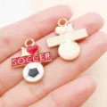 Soccer charm alloy enamel DIY pendant for bracelet earring jewelry making accessories set - Love Soccer Enamel Style (16737) / 1 Piece (21x25mm)