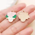 Pink rose enamel alloy pendant charm for DIY jewelry making, beautiful craft accessories. - Rose Cake (21122)