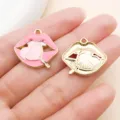 Gold metal enamel lip heart lollipop pendant DIY jewelry accessories crafting charms. - Heart Lips (27288)
