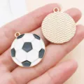Soccer ball alloy enamel charm pendant for DIY jewelry making, bracelet and necklace accessories. - Enamel White Soccer (21718) / 1 Piece (28x25mm)