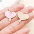 Pink heart lollipop alloy charm pendant for DIY jewelry making and handmade accessories crafting - Heart Lollipop Style (21124)