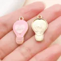 DIY enamel lightbulb charm heart love pendant alloy jewelry making accessories 2pcs - Heart Light Bulbs (27290)