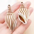 White brown acrylic conch shell charm pendant for DIY handmade jewelry earrings making. - Brown Ocean Sea Snail (27399)