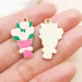 Enamel flower bouquet alloy pendant DIY jewelry accessories gold tone cute charms for necklace - Rose Bouquet Style (27188)