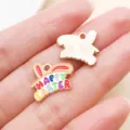 Süßer Ostern Hase Emailliert Metall Legierung Anhänger DIY Charms für Schlüsselbund Schmuck Zubehör - Bunte Emaille Hasenohren (25131)