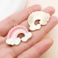 Enamel Rainbow Heart Alloy Pendant DIY Jewelry Accessories Cute Charm Variant Style - Heart Rainbows (27294)