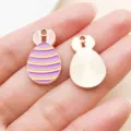 Osterhase Ei Emailliertes Legierungsanhänger DIY Charms für Armband Schlüsselanhänger Ohrringe - Lila Emaille Gestreifter Hase Ei (25132)