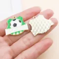 Soccer alloy enamel pendant charm for DIY handmade jewelry bracelets earrings accessories - Green Enamel Shield Style (22943) / 1 Piece (27x25mm)