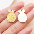 Süßer Osterhase Eier Emaille Legierung Anhänger DIY Armband Schlüsselanhänger Schmuck Zubehör - Gelb Emaille Blumen Hase Ei (25133)