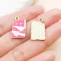 Cute pink chocolate heart alloy pendant charm for DIY jewelry making and bracelet crafting accessories. - Heart Chocolate Style (27203)