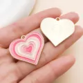 Pink and gold heart metal charms enamel pendants DIY jewelry making accessories parts - Heart (27300)