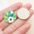 Football enamel alloy pendant DIY jewelry accessory, blue cleat and soccer ball charm design. - Soccer Ball Control Style (22945) / 1 Piece/Pack (25x21mm) / Green
