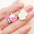 Enamel Bee Heart Pendant Alloy DIY Jewelry Charm Accessory Pink Cute Style Variant - love Heart Bee Style (27206)