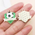 Enamel football alloy pendant charms for DIY jewelry making, bracelets and earrings. - Star Soccer Badge Style (22946) / 1 Piece/Pack (25x24mm) / Green