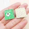 Soccer GOAL enamel square alloy pendant charm for DIY bracelet necklace jewelry making accessories. - Goal Scored Soccer Style (22947) / 1 Piece/Pack (25x21mm) / Green