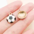 Enamel soccer ball charms alloy metal pendants for DIY handmade bracelets earrings jewelry making. - Half-Surface 3D Soccer Style (24840) / 1 Piece Pack (15x12x4mm) / Black and White