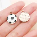 Enamel soccer ball charms for DIY jewelry making, cute pendants for bracelets and earrings. - Football Style (24843) / 1 Piece (17x13x1mm) / Black and White