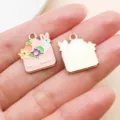 Süßer Osterhase Ei Emailliert Legierung Anhänger für DIY Armbänder Schlüsselanhänger Ohrringe. - Rosa Emaille Hase Umschlag Ei (25140)