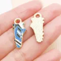 Gold tone blue enamel soccer boot charm pendant for DIY jewelry making bracelet and earrings. - Soccer Cleat Style (24851) / 1 Piece (10x25x1mm) / Blue