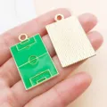 Alloy football pitch DIY pendant charm, green enamel soccer field design for bracelets and earrings. - Large Soccer Field Style (24857) / 1 Piece (34.5x21x1mm) / Green