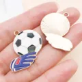 Soccer football goalkeeper glove alloy pendant DIY jewelry charm for handmade bracelets earrings. - Football and Glove Style (25759) / 1 Piece (25x30mm) / White