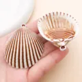 Acryl Muschel Anhänger braun gestreift Charms DIY Schmuckherstellung Zubehör Loch Perle - Muschel (27402)
