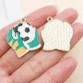 Football goalkeeper glove alloy pendant DIY jewelry accessory, enamel color variant. - World Cup Soccer Glove Style (27156) / 1 Piece (27x22mm) / Green