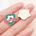 Enamel Football Shield Alloy DIY Pendant for Bracelet and Earring Jewelry Making Accessories! - Enamel World Cup Soccer Shield Medal Style (27157) / 1 Piece (21x20mm)